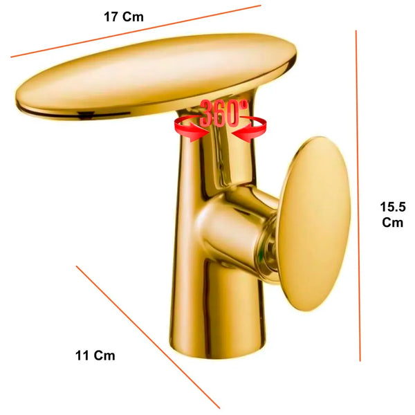 Waterfall Gold Faucet Tap Mixer Hot and Cold Heavy Single Lever Basin Mixer 15.5 Cm 360 Degree Rotating Spout and Ceramic Cartridge for Bathroom Wash Basins - 4