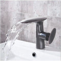 Waterfall Dark Grey Faucet Tap Mixer Hot and Cold Heavy Single Lever Basin Mixer 15.5 Cm 360 Degree Rotating Spout and Ceramic Cartridge for Bathroom Wash Basins - 2