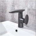 Waterfall Dark Grey Faucet Tap Mixer Hot and Cold Heavy Single Lever Basin Mixer 15.5 Cm 360 Degree Rotating Spout and Ceramic Cartridge for Bathroom Wash Basins - 4