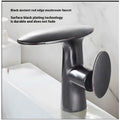 Waterfall Dark Grey Faucet Tap Mixer Hot and Cold Heavy Single Lever Basin Mixer 15.5 Cm 360 Degree Rotating Spout and Ceramic Cartridge for Bathroom Wash Basins - 7